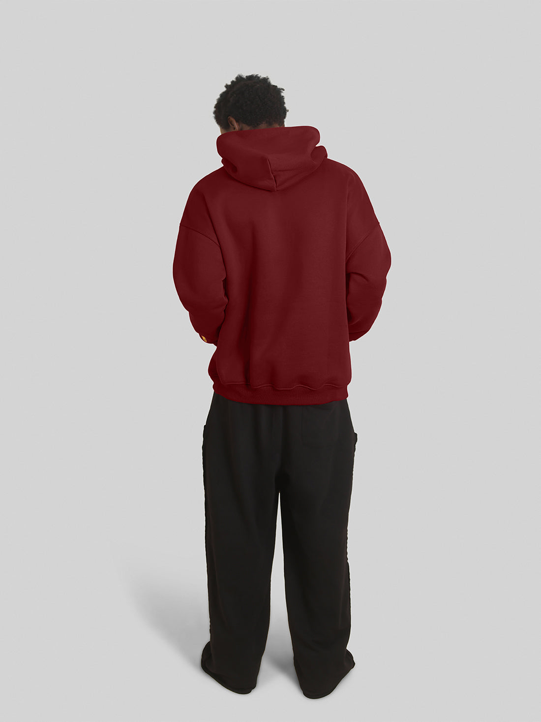 Fleece Oversized Hoodie - dark maroon